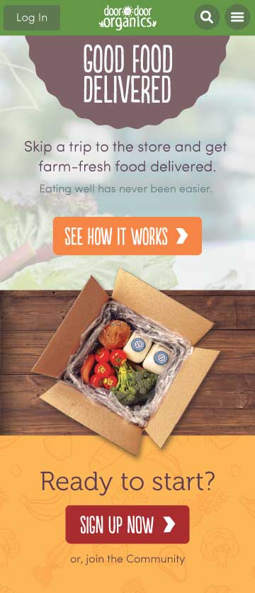 Door to Door Organics Landing Page Mobile