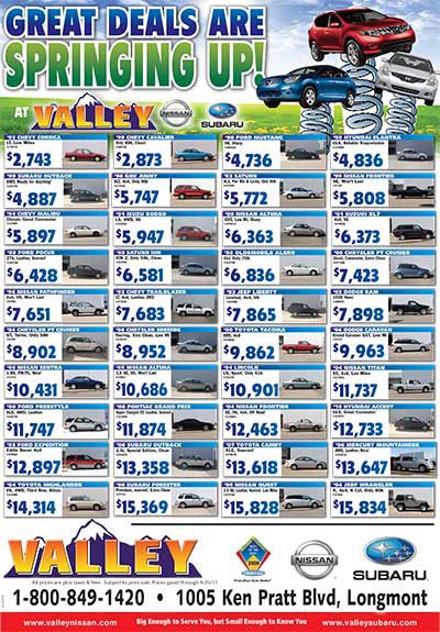 Valley Subaru Used Car Ad